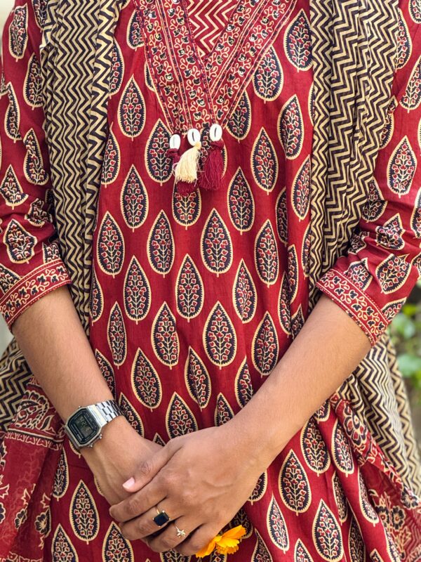 WhatsApp Image 2025-10-08 at 12.43.52 PM Red Ajrakh Print Kurti Set