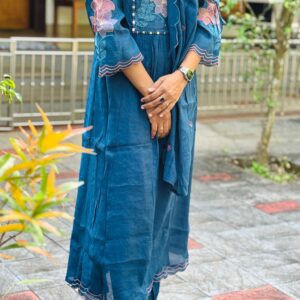 Teal Blue Anarkali - Image 2