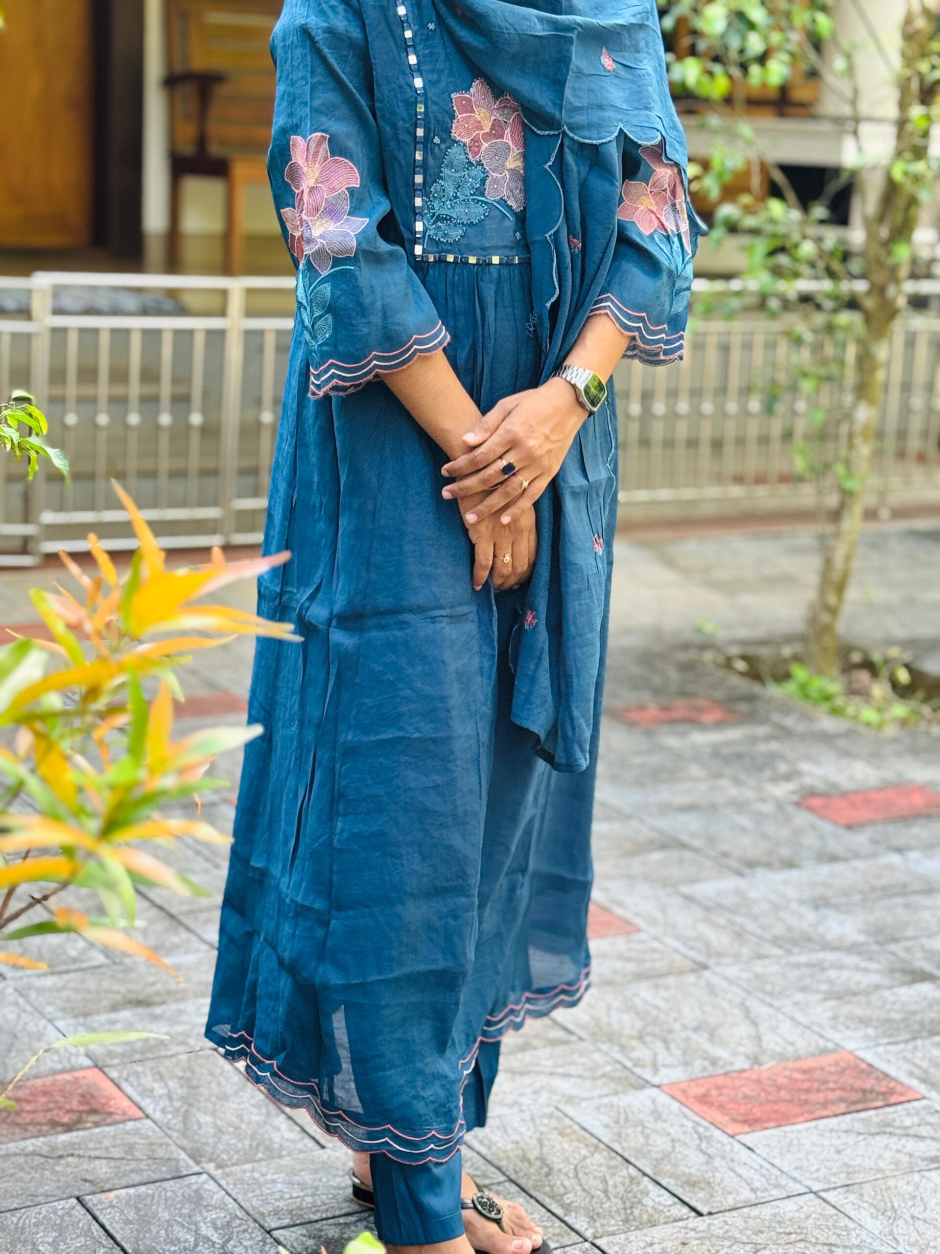 Teal Blue Anarkali - Image 2