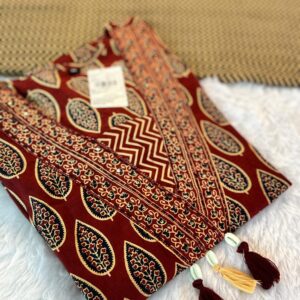 Red Ajrakh Print Kurti Set