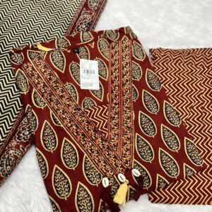 Red Ajrakh Print Kurti Set - Image 4