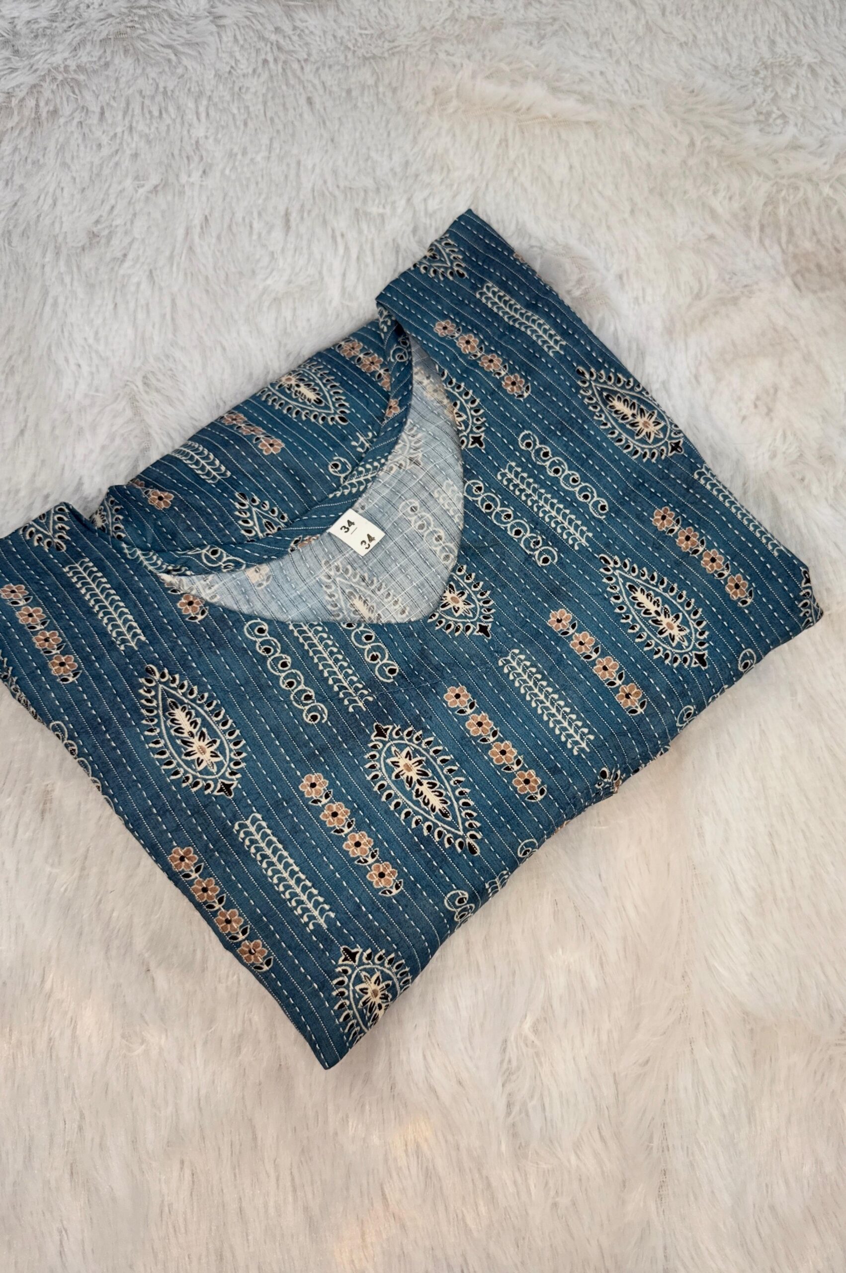 Peacock Blue Short Kurti - Image 1