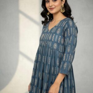 Peacock Blue Short Kurti - Image 2