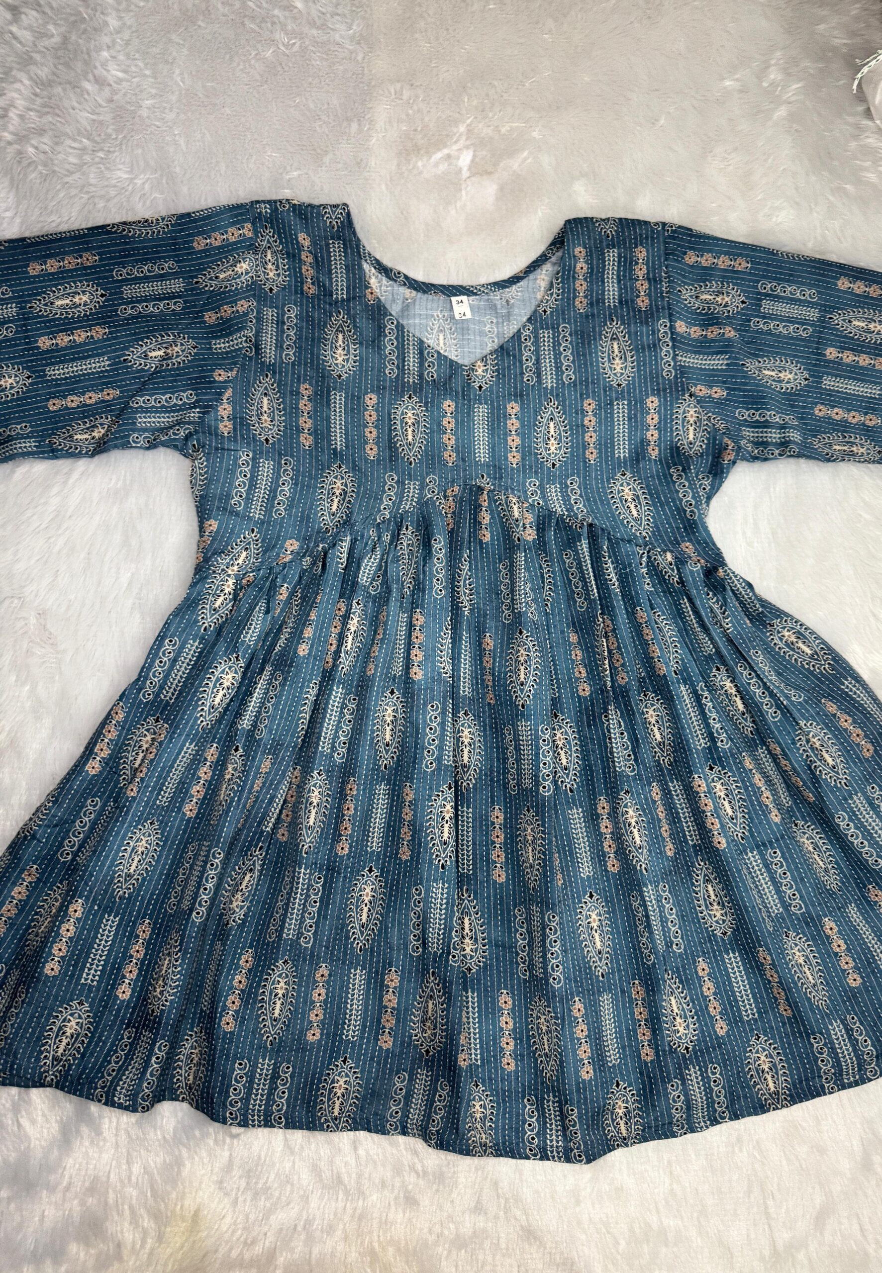 Peacock Blue Short Kurti - Image 3