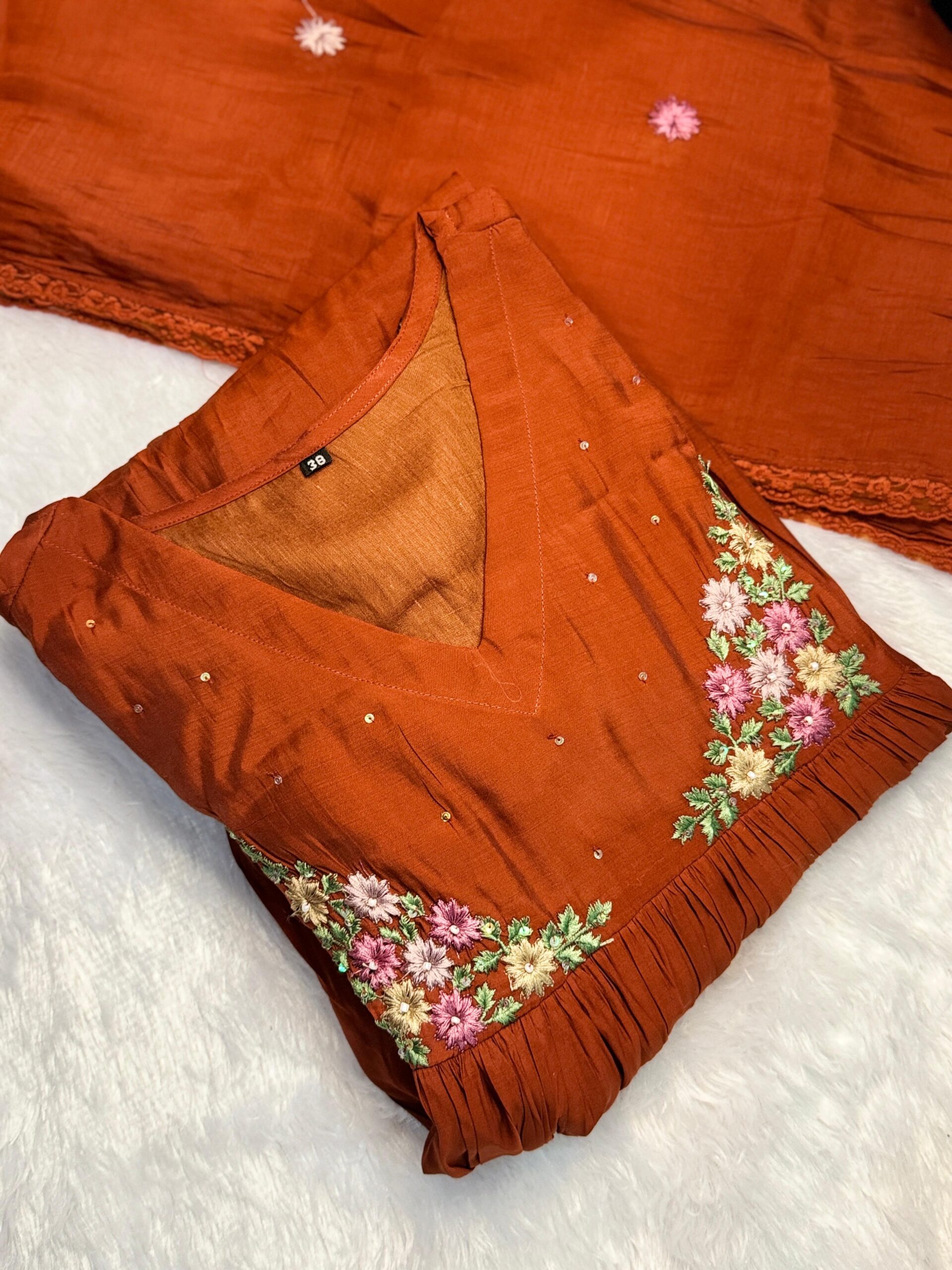 Rust Orange Anarkali - Image 1