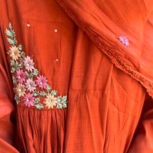 Rust Orange Anarkali - Image 3