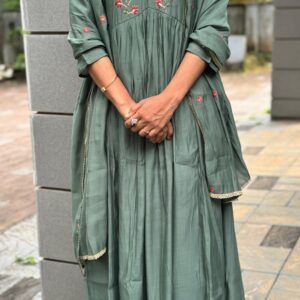 Olive Green Anarkali - Image 2