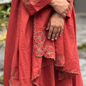 Rust Orange Kurti Set - Image 2