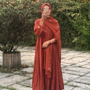 Rust Orange Anarkali - Image 5