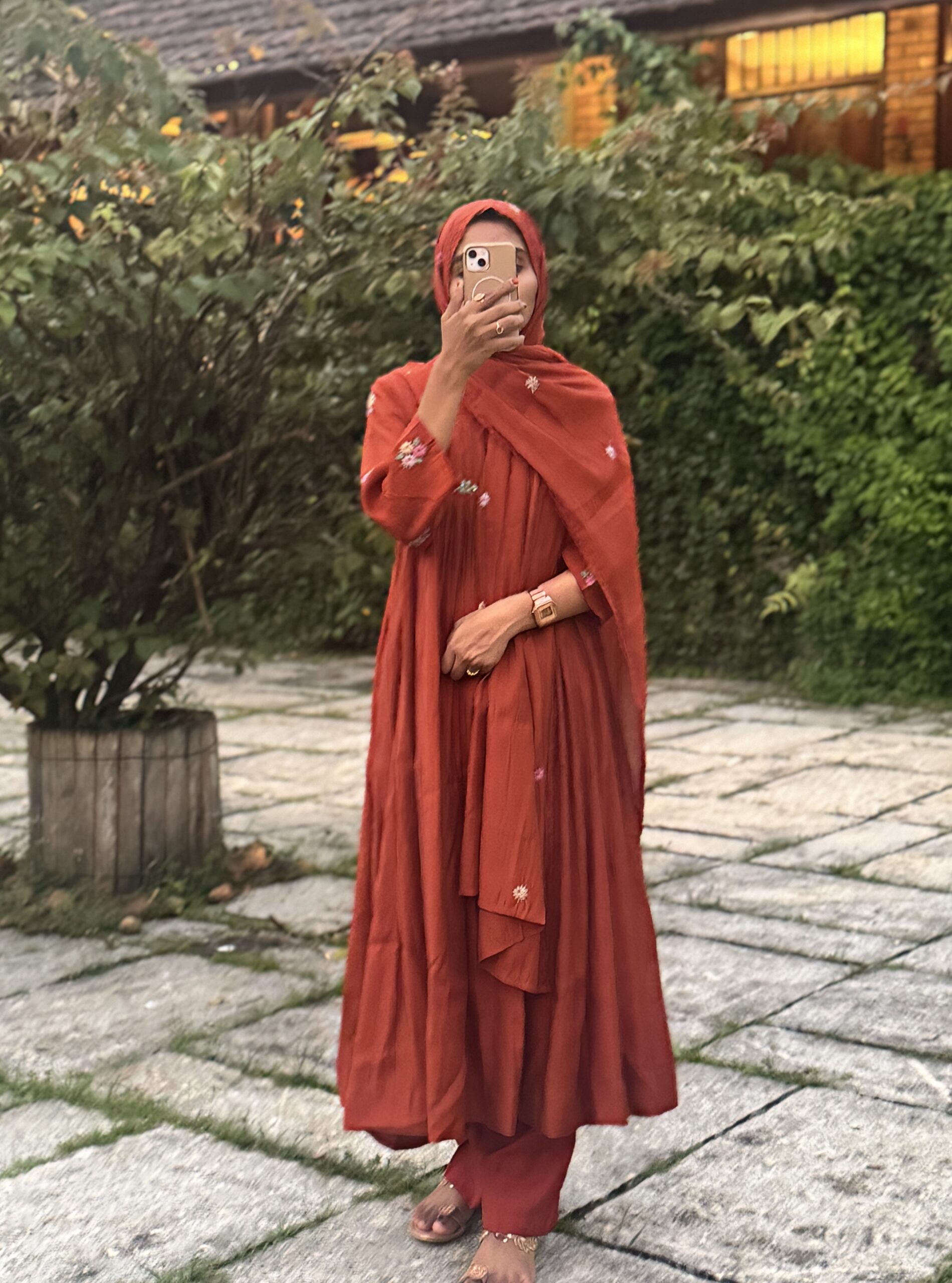 Rust Orange Anarkali - Image 5