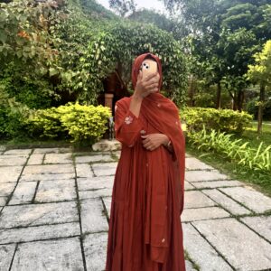 Rust Orange Anarkali - Image 4