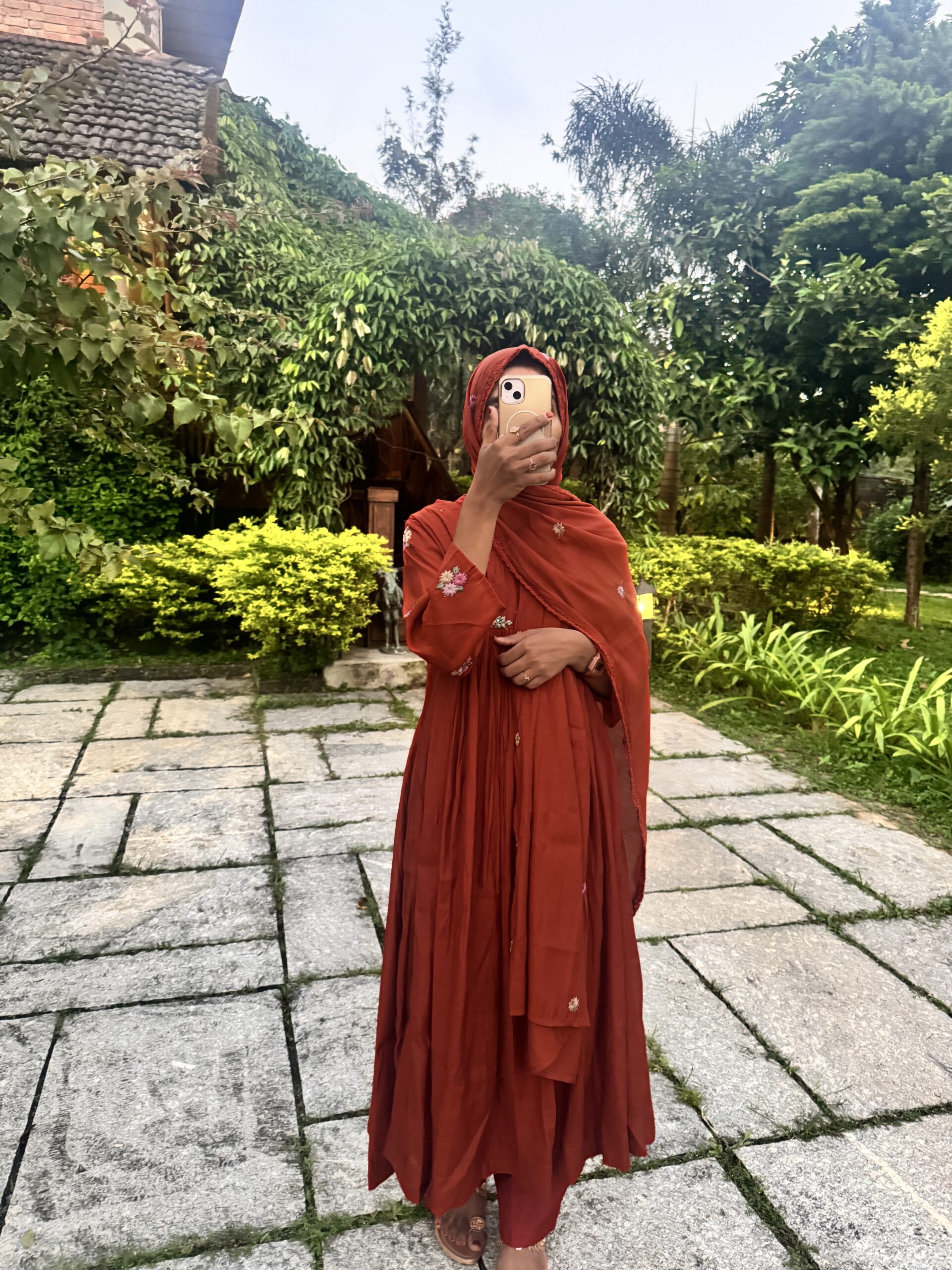 Rust Orange Anarkali - Image 4